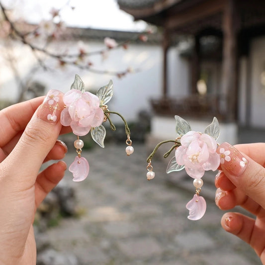 Vintage Pink Glass Flower Hair Clips Pair for Kids Peaceful Pleasures Health and Wellness