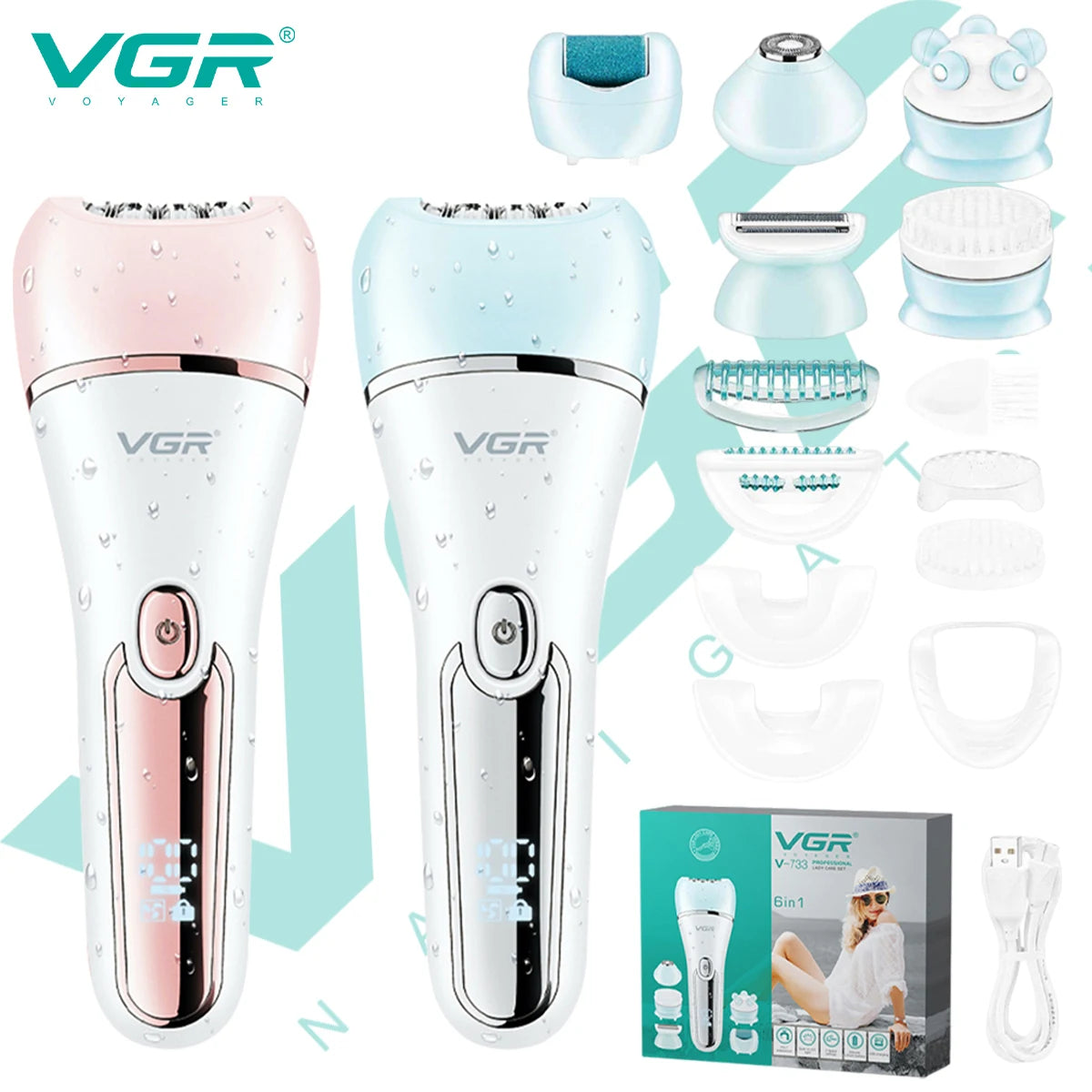 VGR 733 Epilator for Women Hair Remover Electric Epilator Leg Body Bikini Lady Shaver Facial Underarms Hair Removal Tool Peaceful Pleasures Health and Wellness