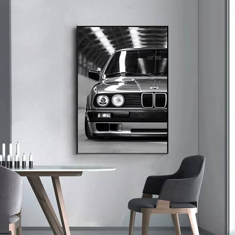 Modern Fashion Wall Art Simple Black and White Luxury Car HD Canvas Poster Prints Home Bedroom Living Room Decoration Mural Peaceful Pleasures Health and Wellness
