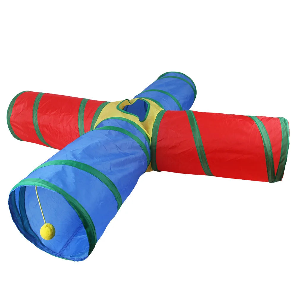 Cat Tunnel Tube Kitty Bored Pet Toys Peek Hole Toy