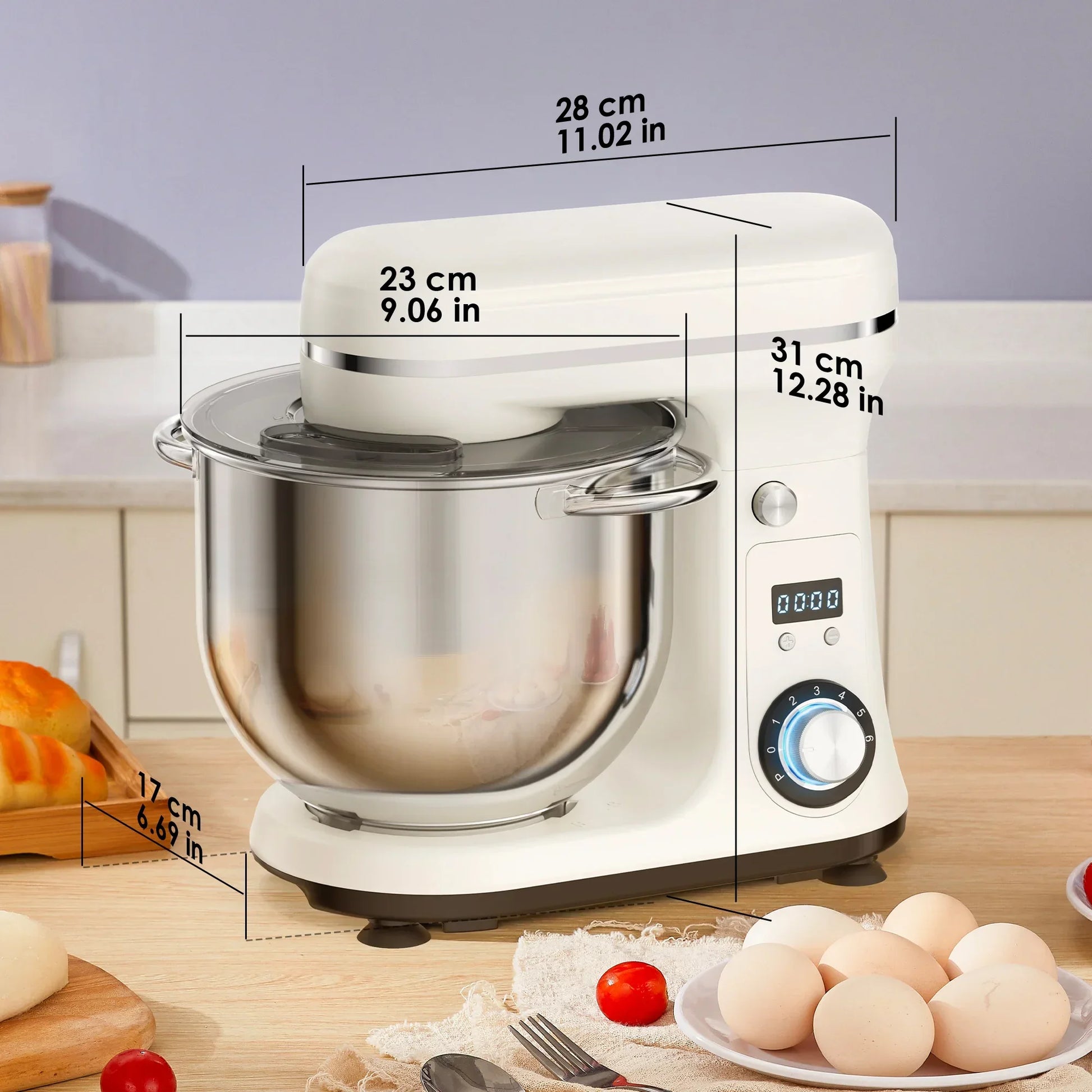 BioloMix Kitchen Food Stand Mixer, Blender, Quiet Motor, Cream Egg Whisk, Whip Dough Kneader, 6-Speed, 1200 W, 6 L, DC Peaceful Pleasures Health and Wellness