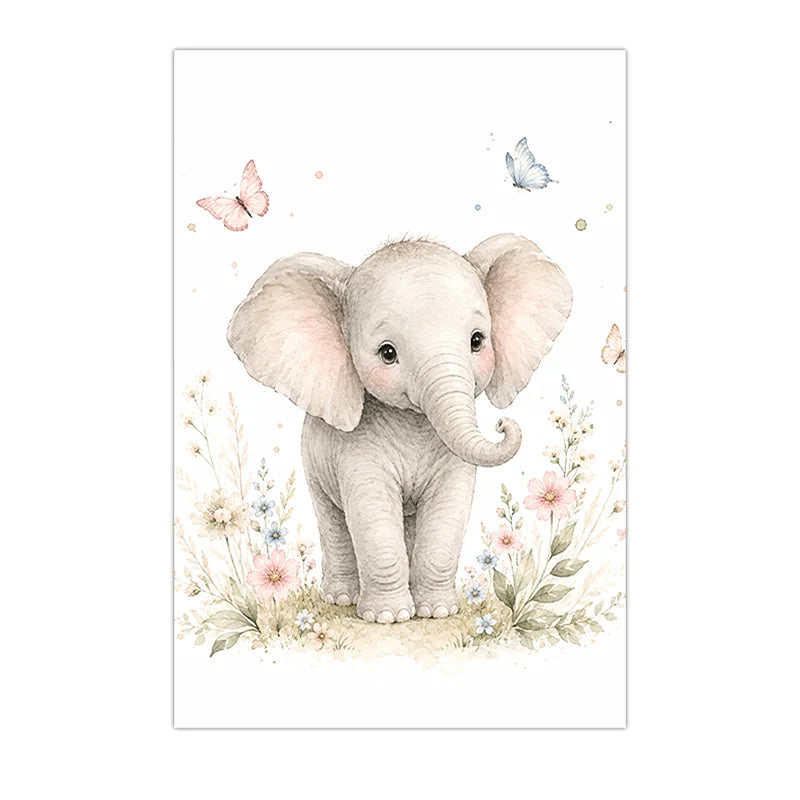 Nursery Animal Wall Art Cute Safari Canvas Painting Floral Poster Print Kids Bedroom Wall Decor Peaceful Pleasures Health and Wellness 04 40x50cm No Frame China Mainland