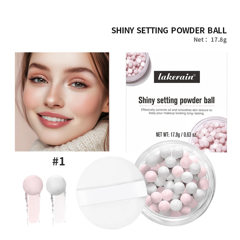 Pearl Ball Setting Powder Ball Face Ball Powder Matte Translucent Setting Powder Cosmetics Oil-control Velvety Lasting Makeup Peaceful Pleasures Health and Wellness white1