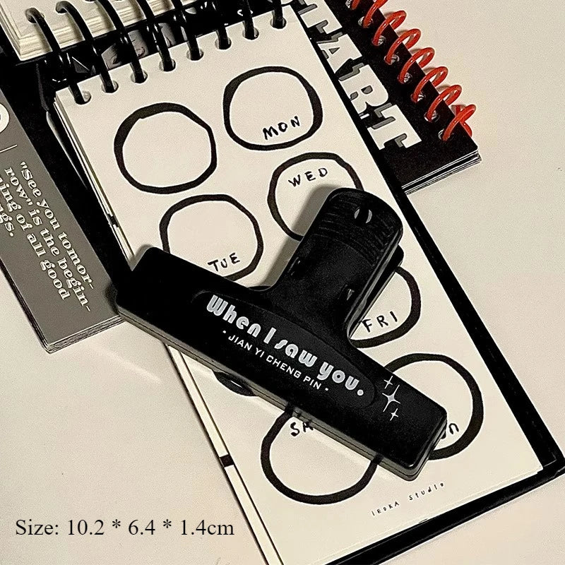 Ins Style High Aesthetic Retro Color Stationery Clip Non Magnetic High End Long Tail Clip Student Plastic Clip Letter Versatile Peaceful Pleasures Health and Wellness E