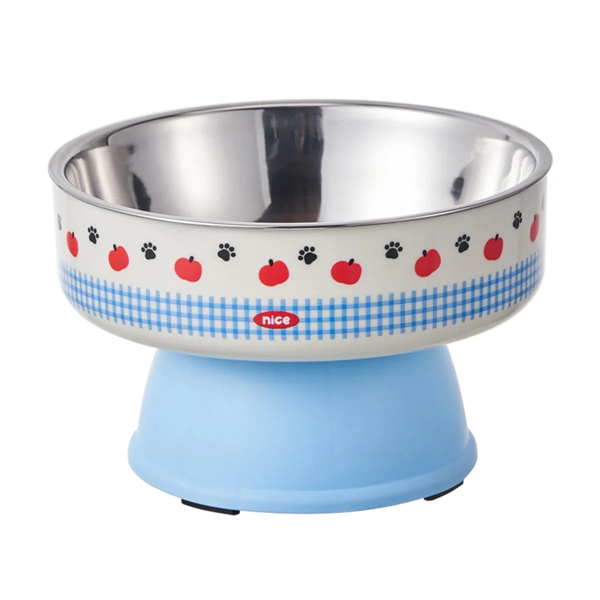 New Cat Bowls Pet Stainless Steel Bowls Cat High Foot Neck Protection Bowls Dog Large Capacity Feeding Device Dog Bowls Pet Bowl Peaceful Pleasures Health and Wellness Blue L