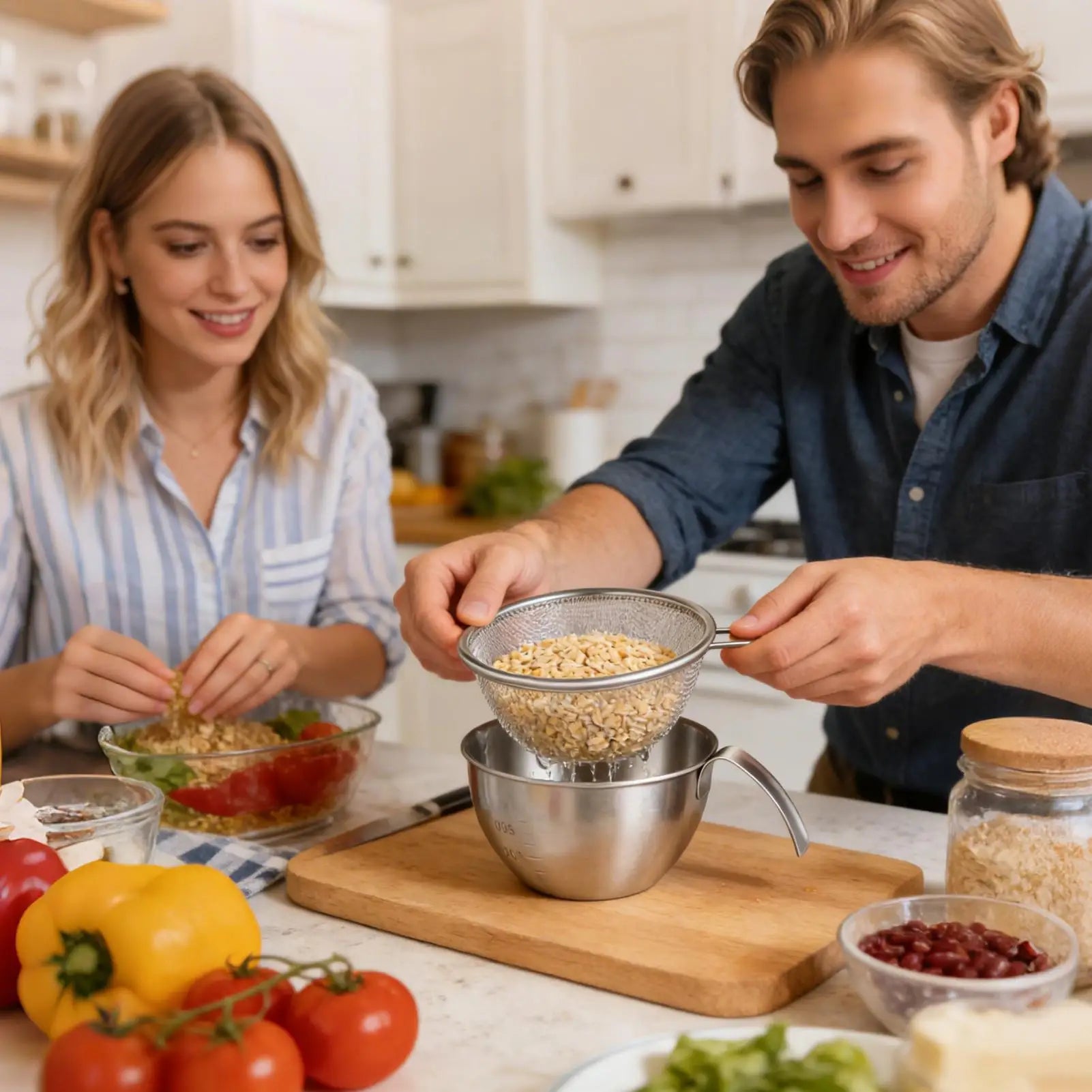 Salad Bowl With Strainer Stainless Steel Mixing Baskets With Handle 400ml Washing Bowls With Colander For Kitchen Home Apartment Peaceful Pleasures Health and Wellness