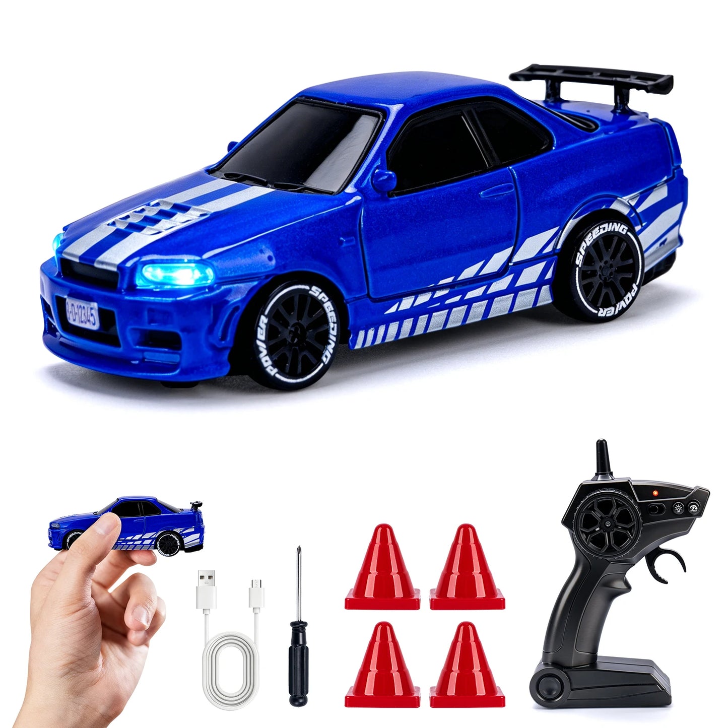 1 64 Speed Drift RC Car Mini Racing Model Light 4WD Remote Control