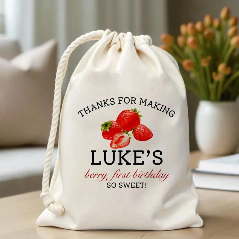 Personalized Strawberry Birthday Gift Bags | 5pcs Party Favors Party Favor Bags Peaceful Pleasures Health and Wellness