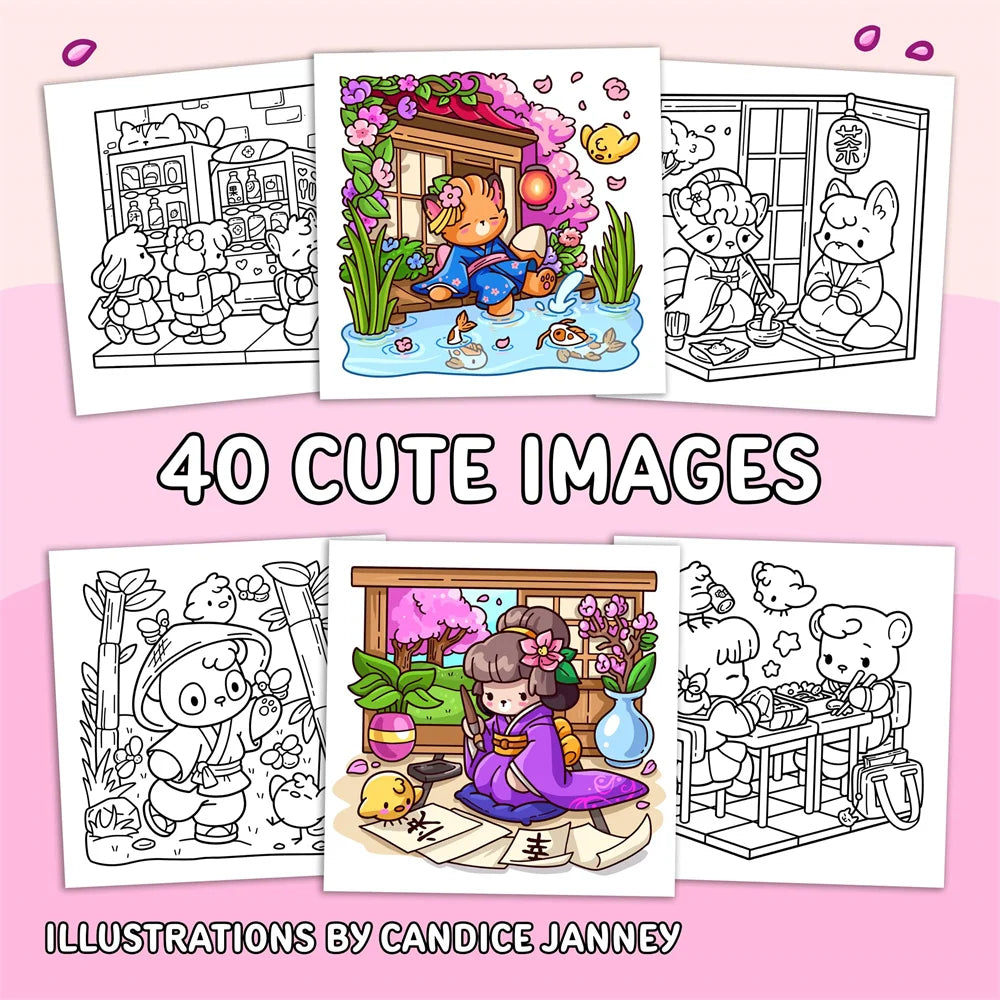 Cozy Japan Cute Coloring Book Adults Teens Charming Characters