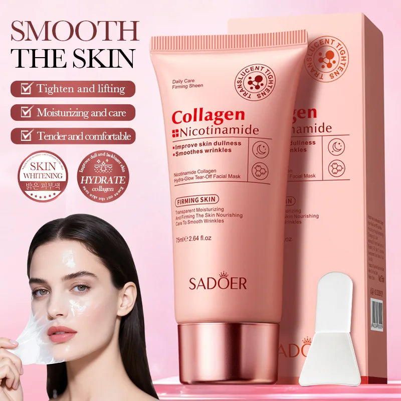 SADOER Niacinamide Collagen Deeply Hydrating Wrapping Peel Off Facial Mask Exfoliating Rejuvenating Smoothing Skin Care Mask Peaceful Pleasures Health and Wellness