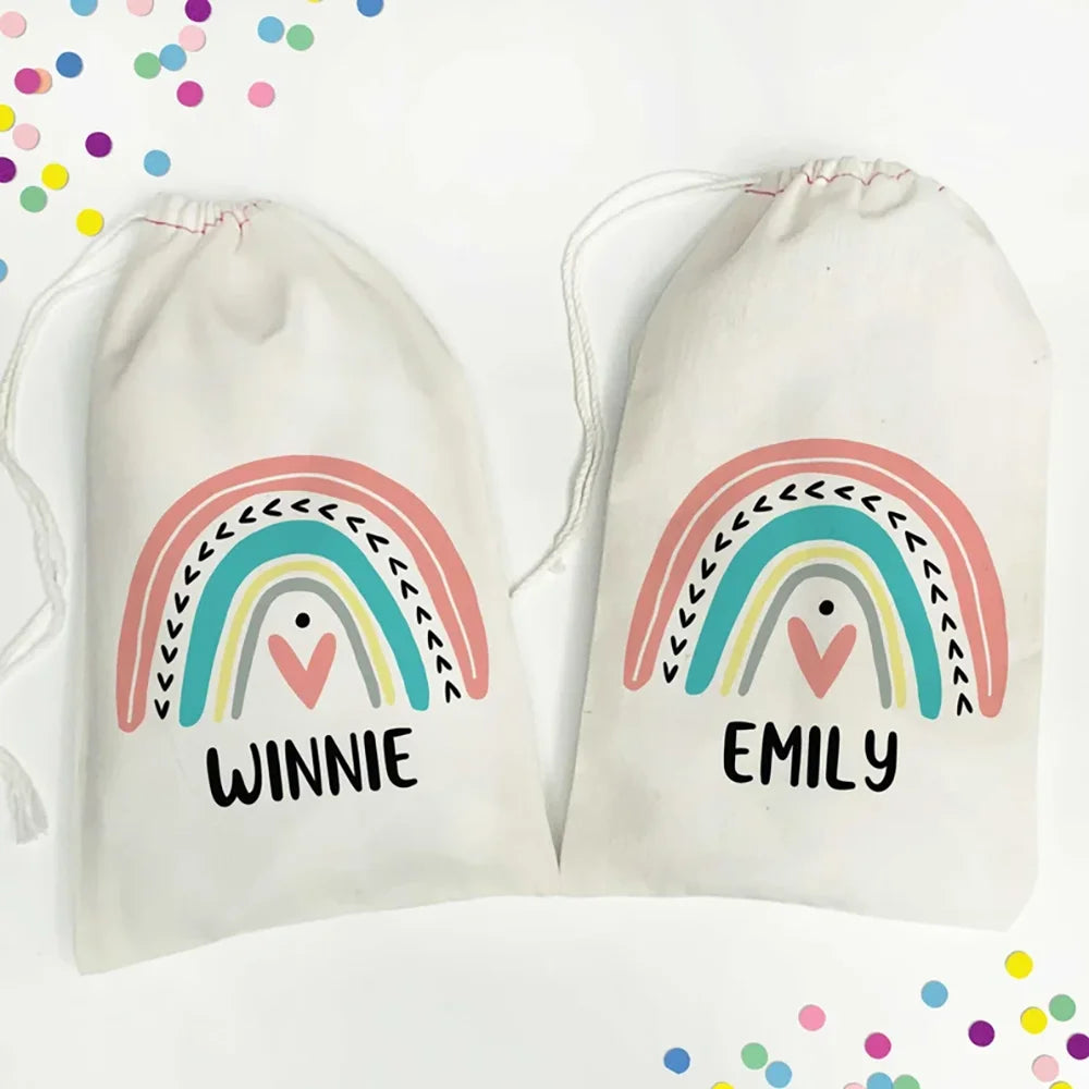 Personalized Boho Rainbow Party Favor Bags | Kids Gift Bags Party Favor Bags Peaceful Pleasures Health and Wellness