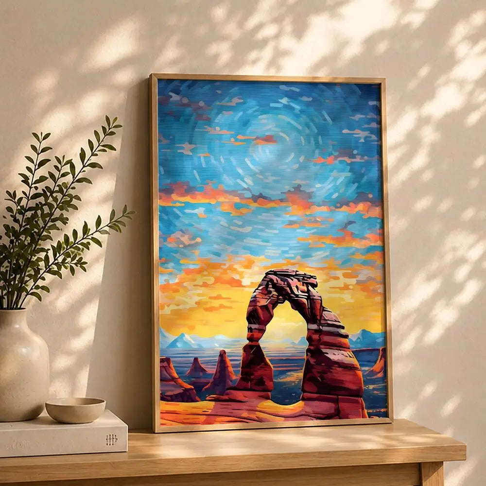 Scenery A-Arches National ParkS Poster HD Self Adhesive Waterproof Wall Art Ideal for Home Office Dorm Bedroom Great Gift Peaceful Pleasures Health and Wellness White9 21X30cmNoframe