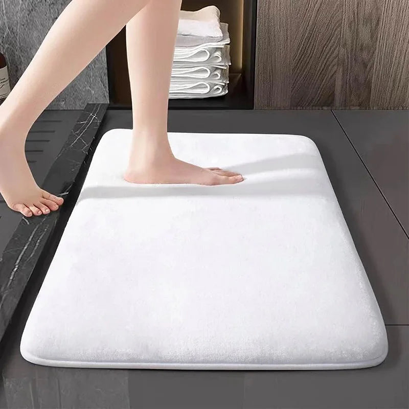 Super Absorbent Floor Mat Super Absorbent Bath Mat Super Anti Slip Coral Velvet Bathroom Floor Mat Door Mat Bathroom No Slip Mat Peaceful Pleasures Health and Wellness WHITE 40cm X 60cm