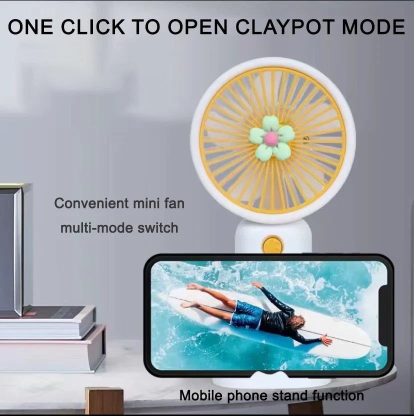 Mini USB Rechargeable Handheld Fan with Desktop Stand | Portable