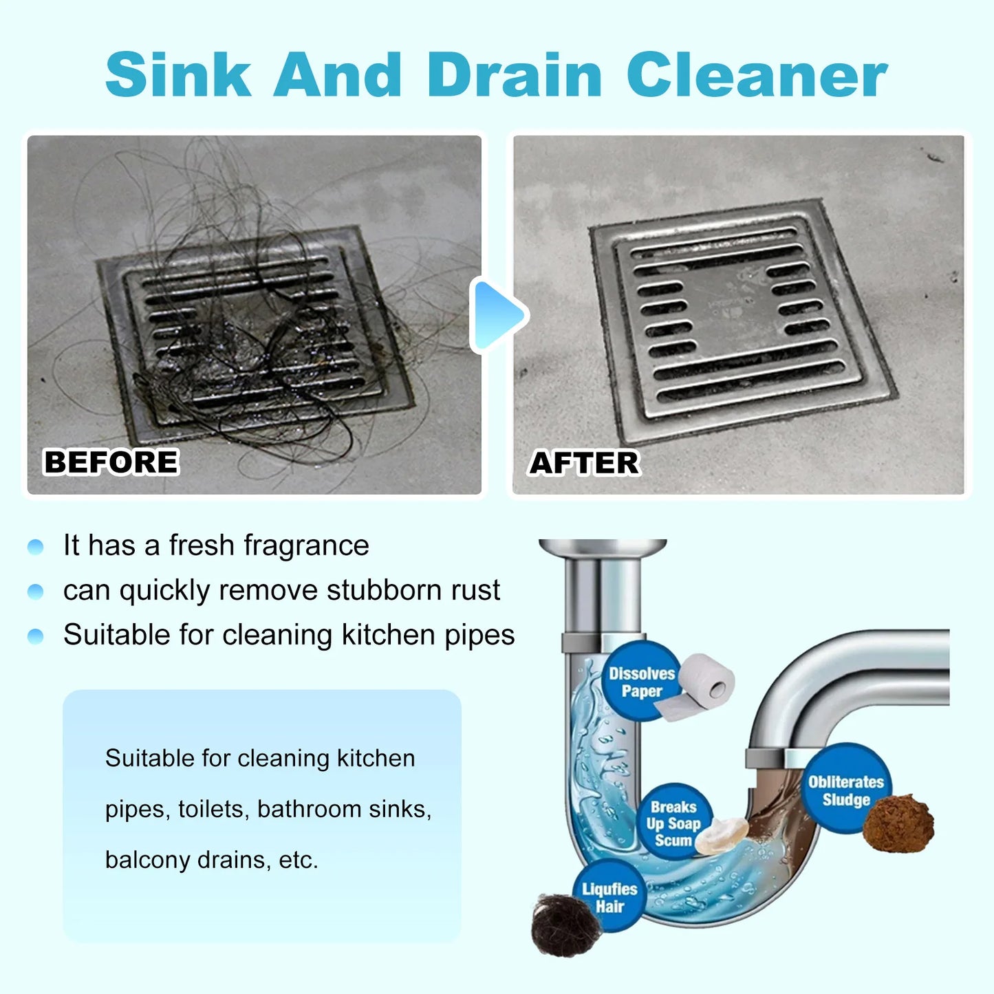 JAKEHOE Pipe Dredging Agent | Unclogs Drains & Removes Odors