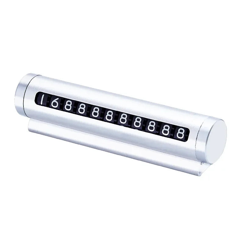Metal Car Temporary Parking Card Universal Rotate Phone Number Plate Aluminum Stickers Park Stop in Car-styling Auto Accessories Peaceful Pleasures Health and Wellness Silver 1PC