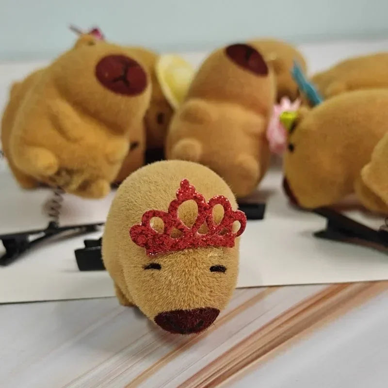 Kawaii 3D Capybara Bow Hair Clips – Duckbill Bangs Clips