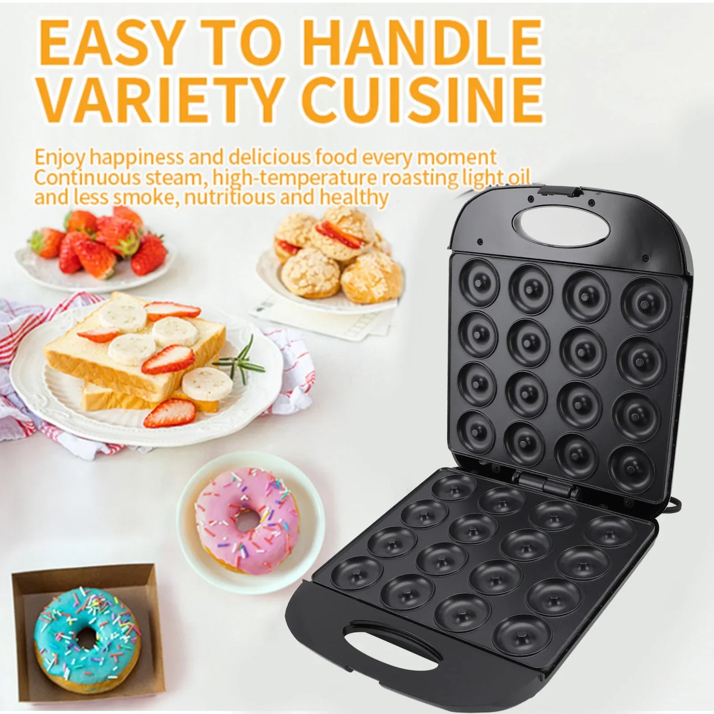 URGGU 16-Hole Mini Donut Maker Machine | 1400W Non-Stick