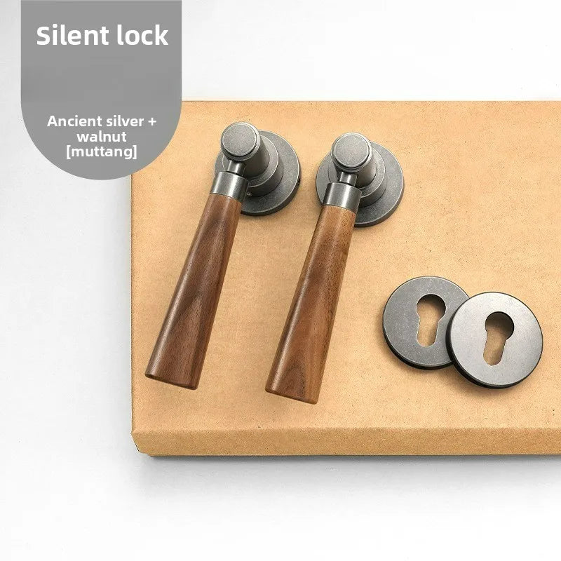 Retro Wooden Door Handle Lock | Silent Magnetic Split Lock
