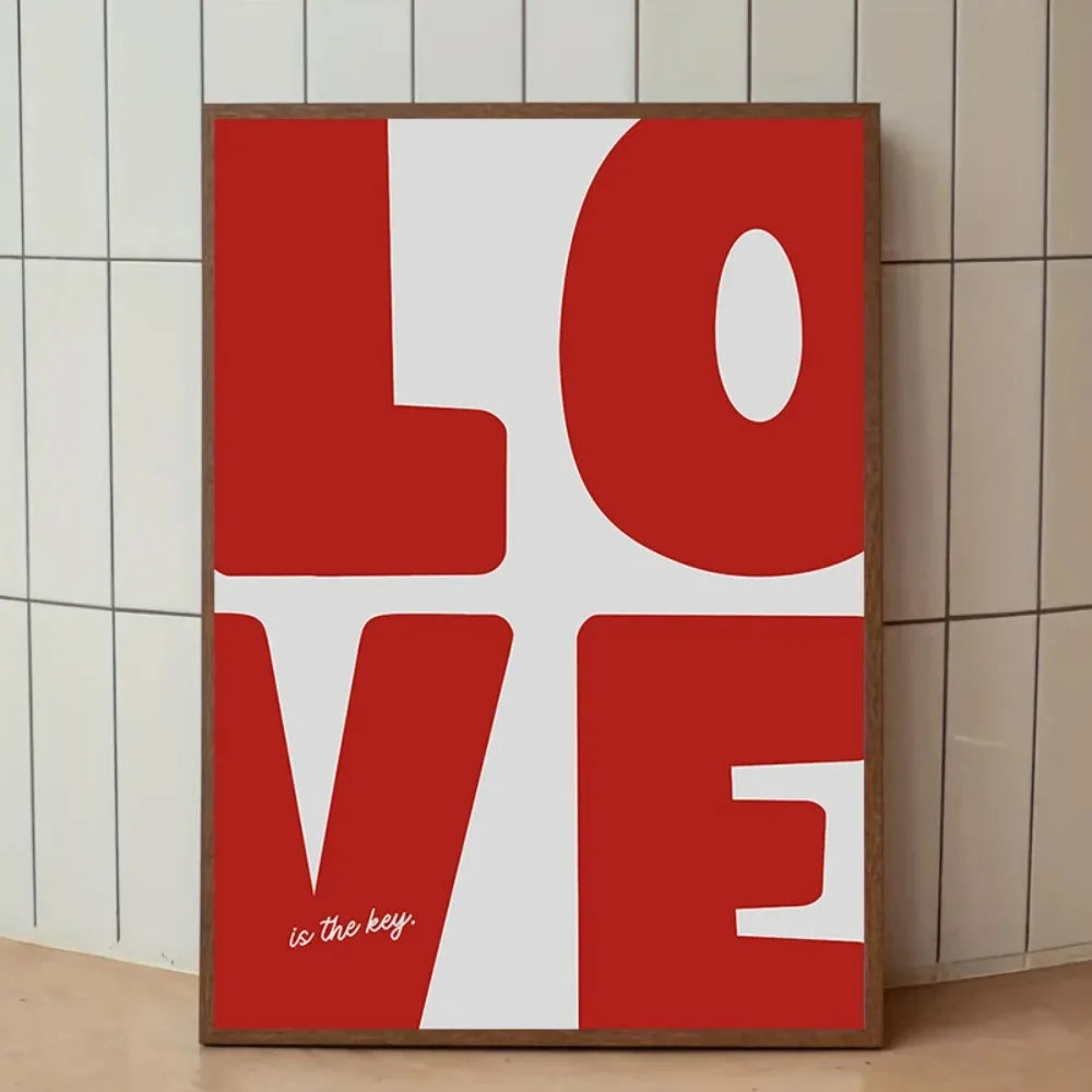 Blue Red Love Minimalist Canvas Wall Art | Valentine's Decor