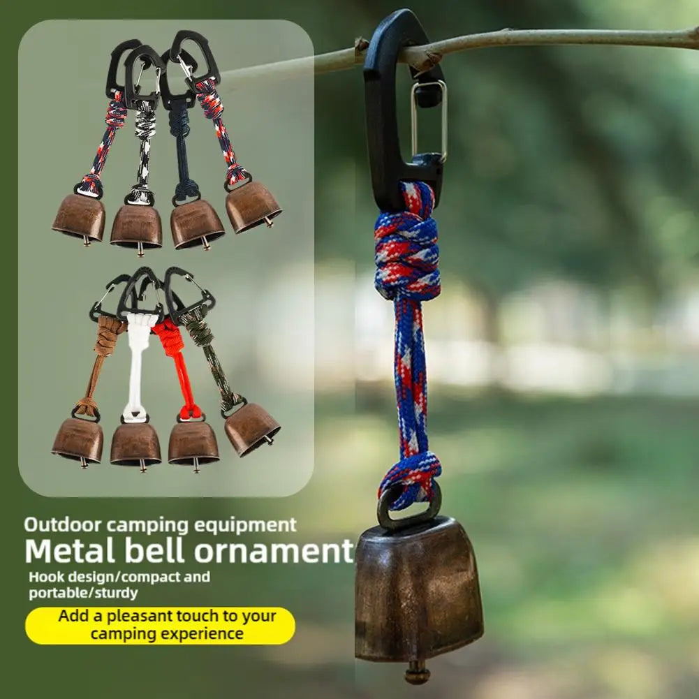 Outdoor Bear Bell for Hiking & Camping – Loud Cast Metal Cowbell with Braided Lanyard Keychain Peaceful Pleasures Health and Wellness