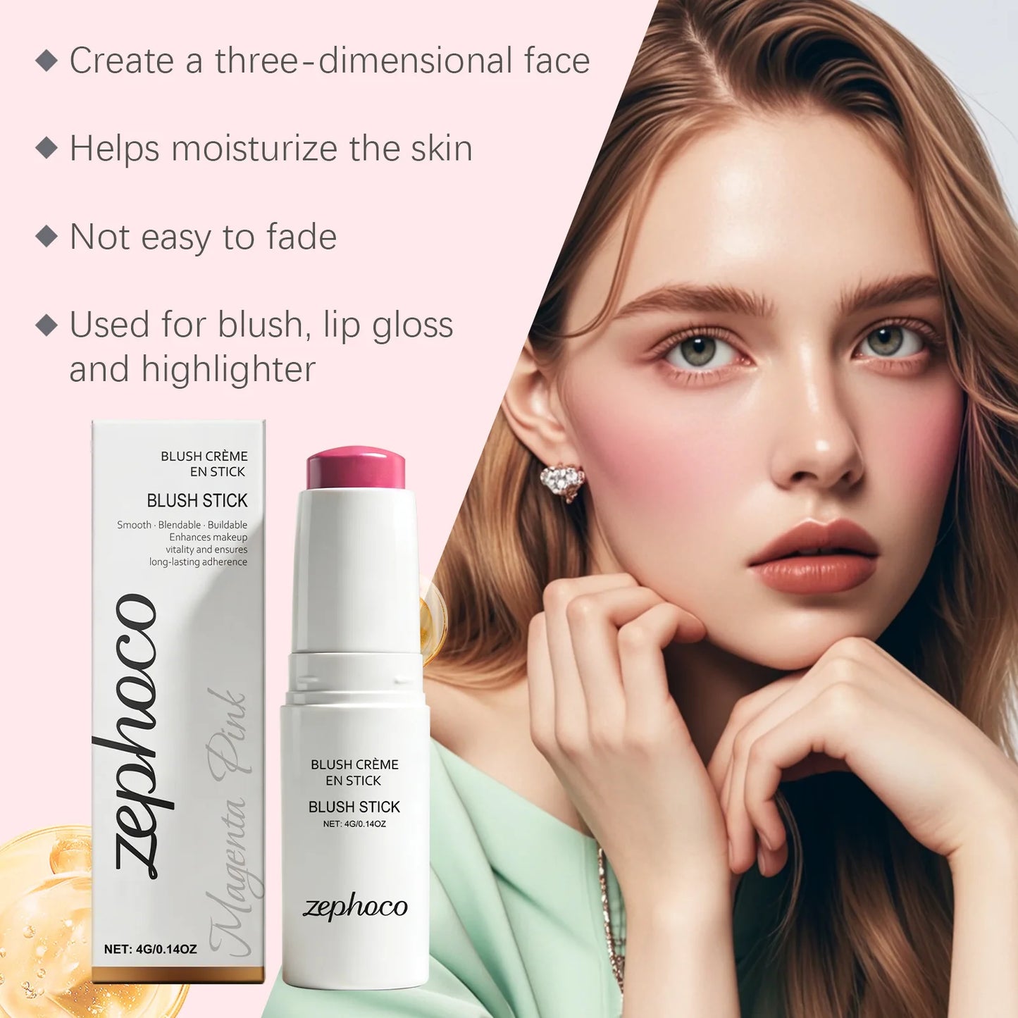 Cream Blush Stick – Soft Mist, Hydrating & Long-Wear | Zephoco