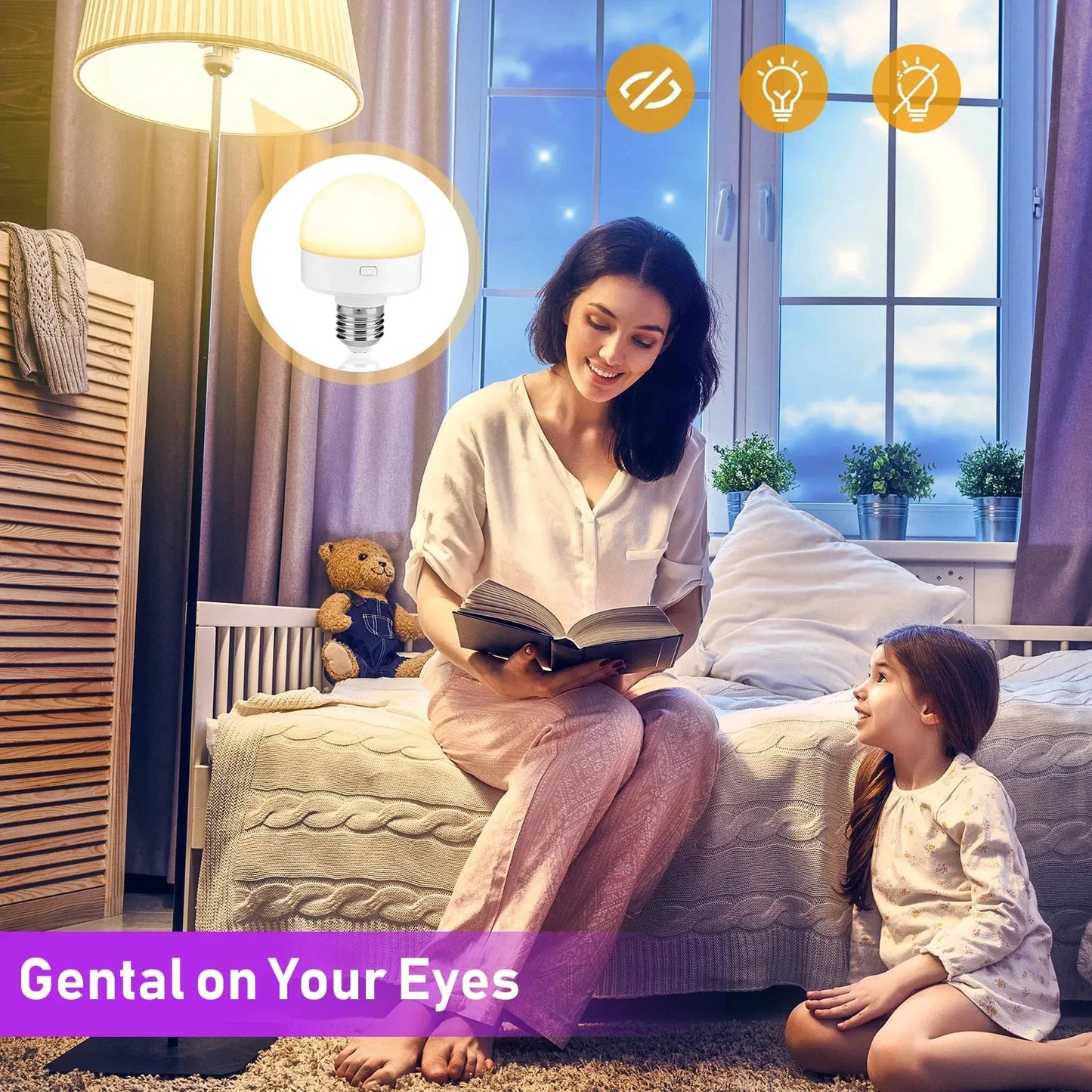 E27 USB Control Rechargeable LED Smart Bulb Color Temperature 15 Brightness Levels RGB Timer Function with Remote Controller Peaceful Pleasures Health and Wellness