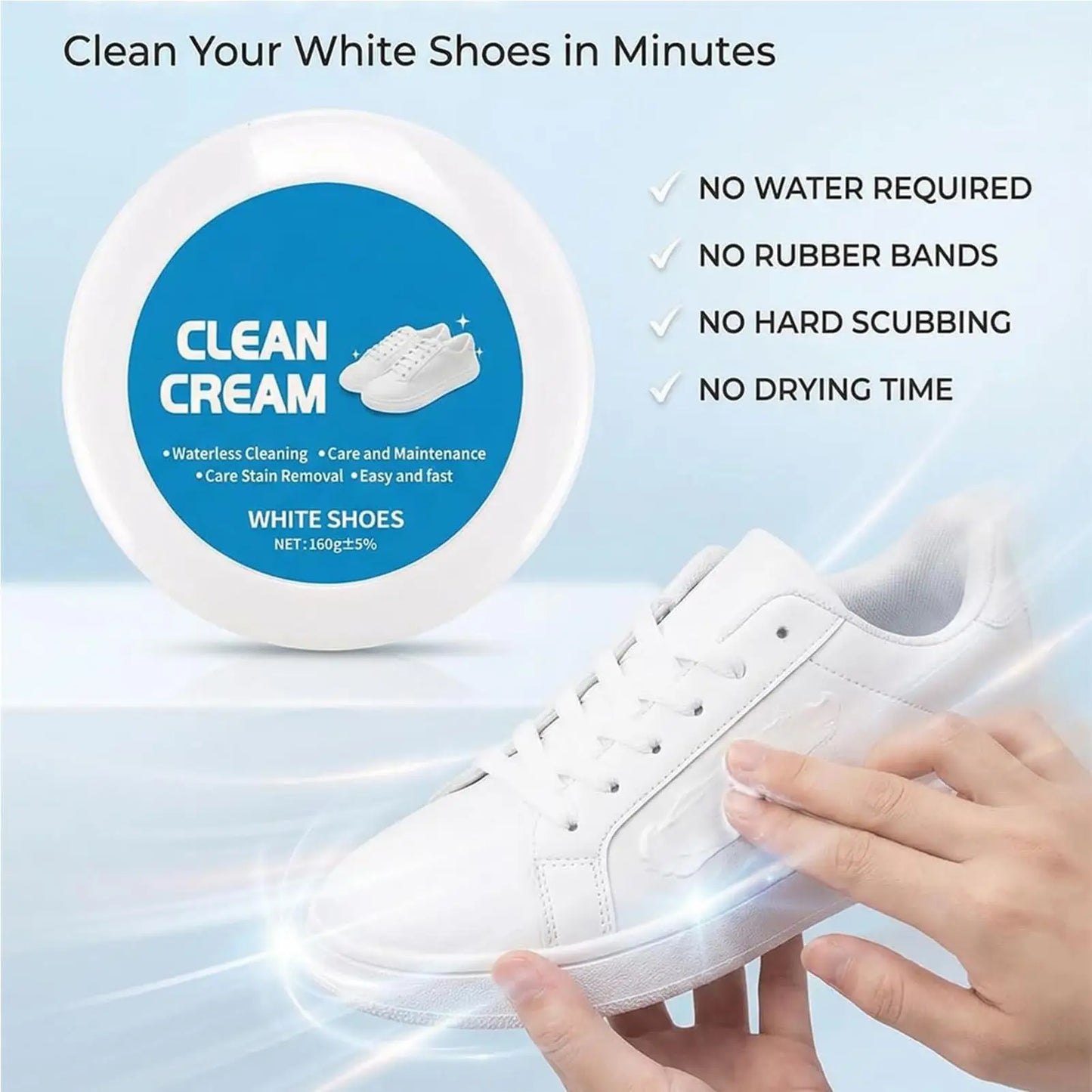 White Shoe Cleaning Cream 160g – Stain Remover & Whitener