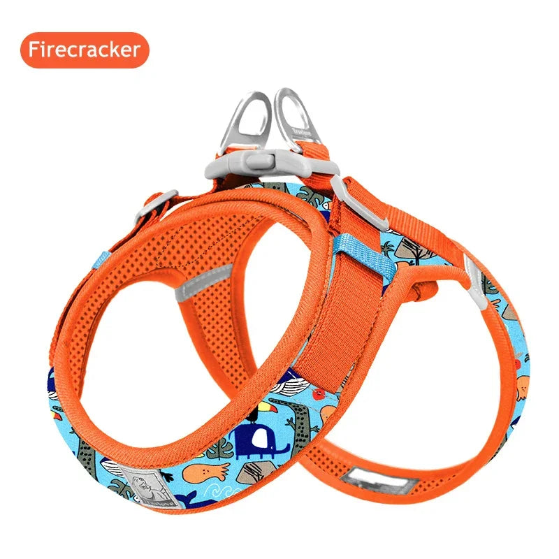 Truelove Floral Printing Mesh Harness for Dogs and Cats Small and Medium Breeds All Weather Adjustable Summer Walking TLH30131 Peaceful Pleasures Health and Wellness Firecracker XXS China Mainland