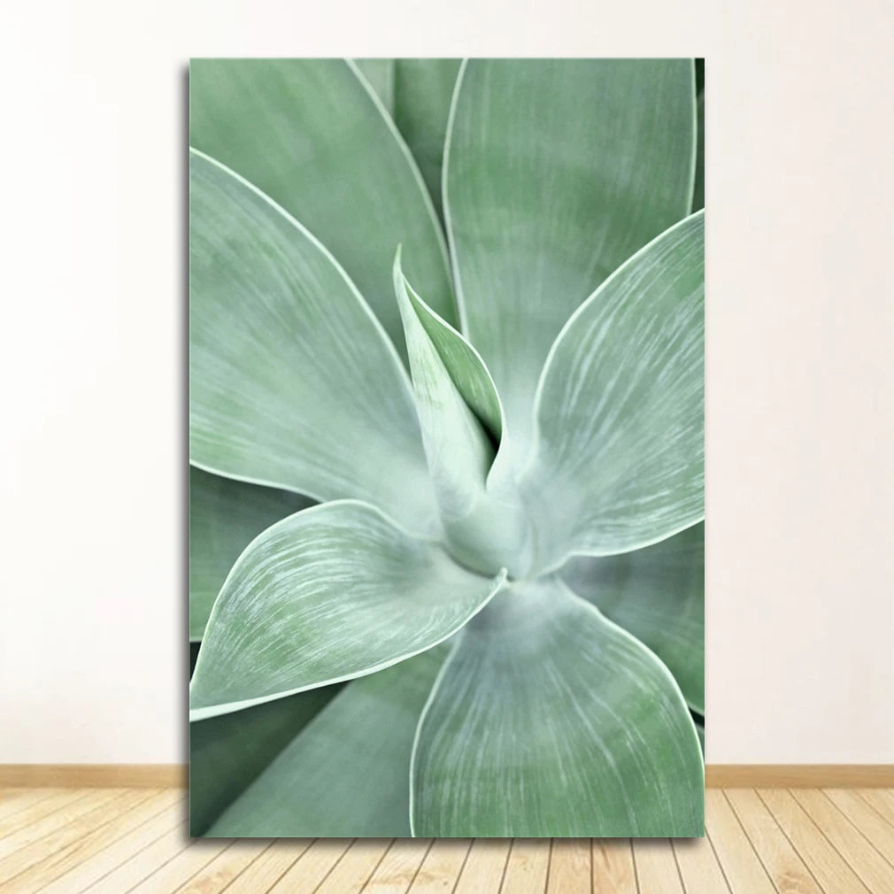 Green Plant Abstract Nordic Canvas Wall Art Print | Unframed