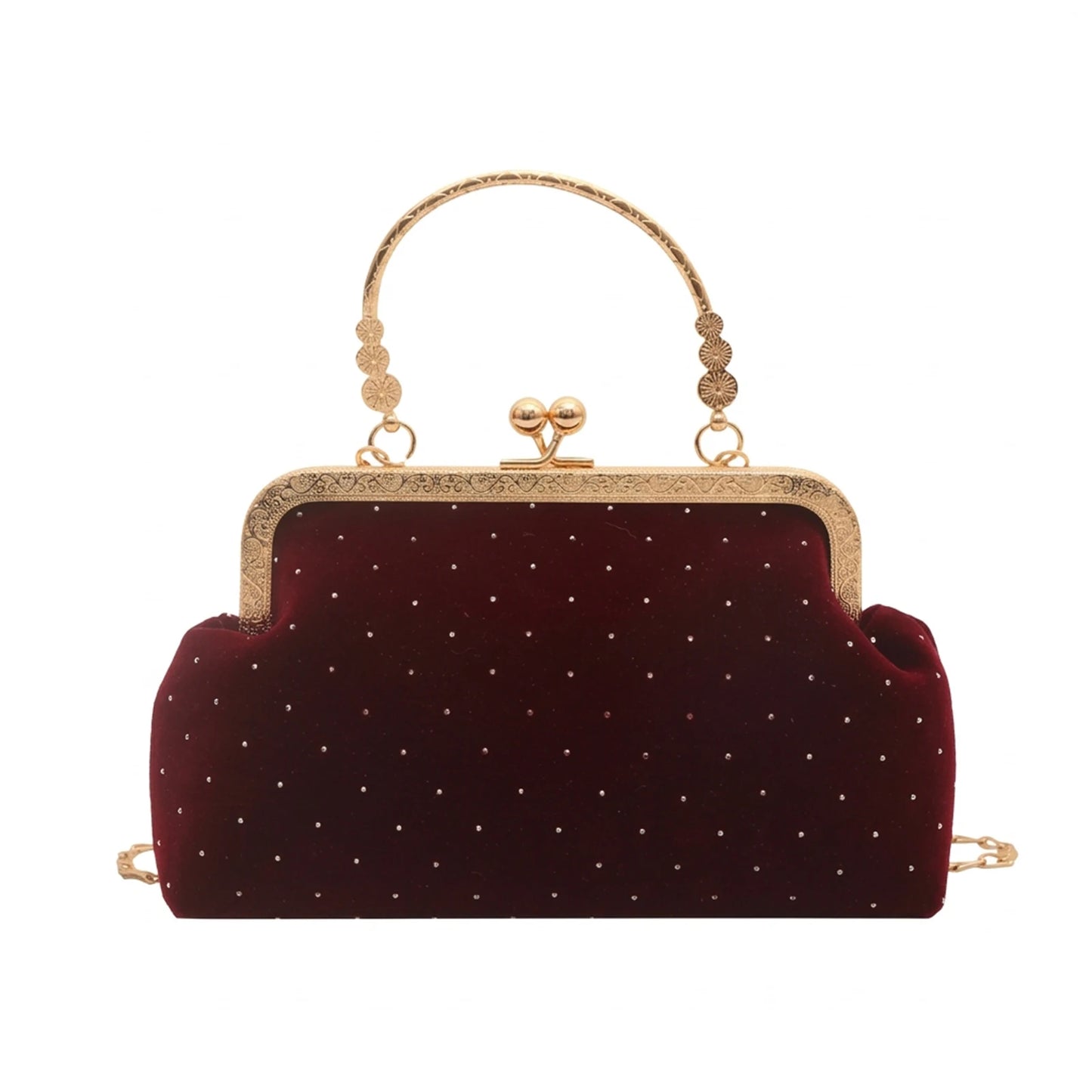 Women's Shell-Clutch Bag Synthetic Leather Chain Strap Shoulder Handbag Peaceful Pleasures Health and Wellness Purplish red