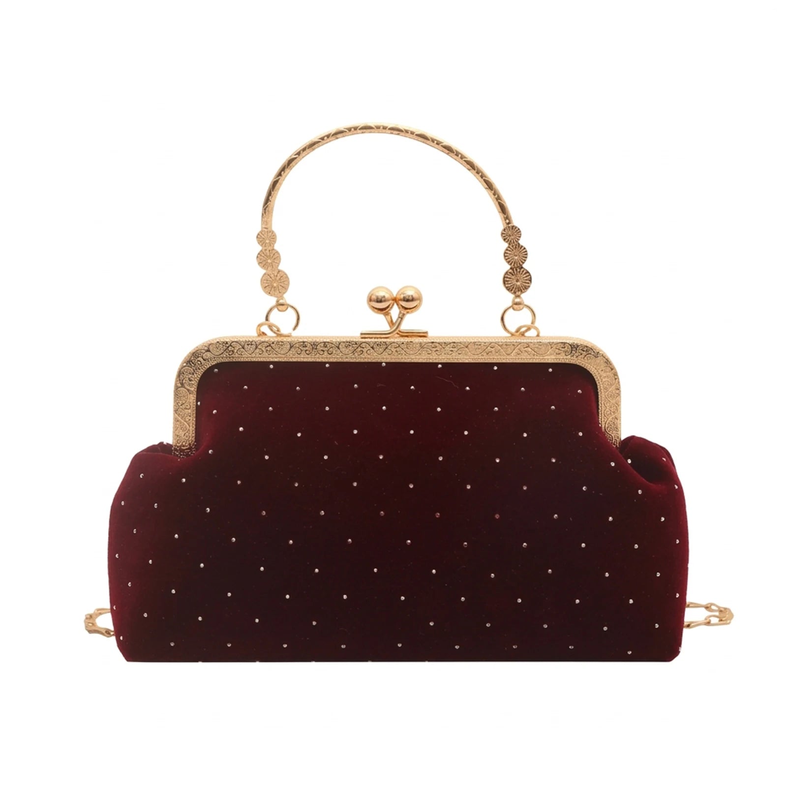 Women's Shell-Clutch Bag Synthetic Leather Chain Strap Shoulder Handbag Peaceful Pleasures Health and Wellness Purplish red
