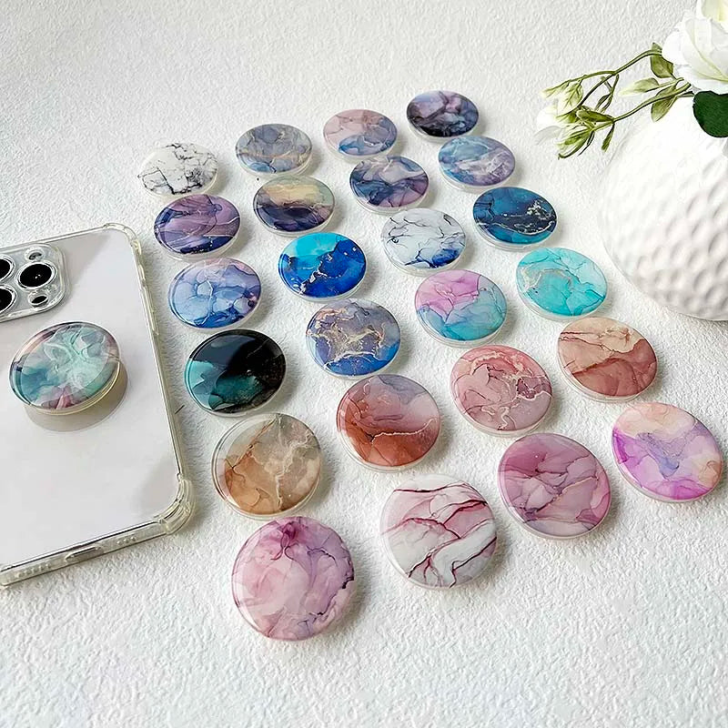 Socket Grip Tok Acrylic Glue Material High Quality Transparent Folding Stand Marble Pattern Phone Holder Foldable phone grip Peaceful Pleasures Health and Wellness