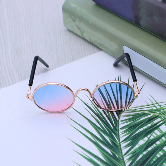 Dog Sunglasses Small Pet Sunglasses for Cats Metal Frame Trendy Uv Protective Spring Hinge Comfort Fit Photo Shoot Accessory Peaceful Pleasures Health and Wellness 8X7X2CM