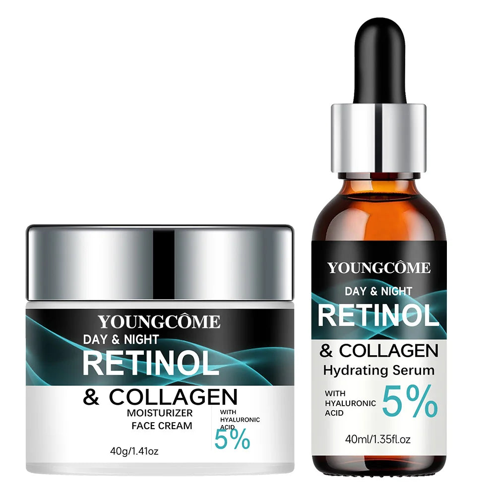 YOUNGCOME Retinol Collagen Hyaluronic Acid Moisturizer & Essence Set - Daily Nourishing Facial Care Kit for Deep Hydration Peaceful Pleasures Health and Wellness 40-40ml