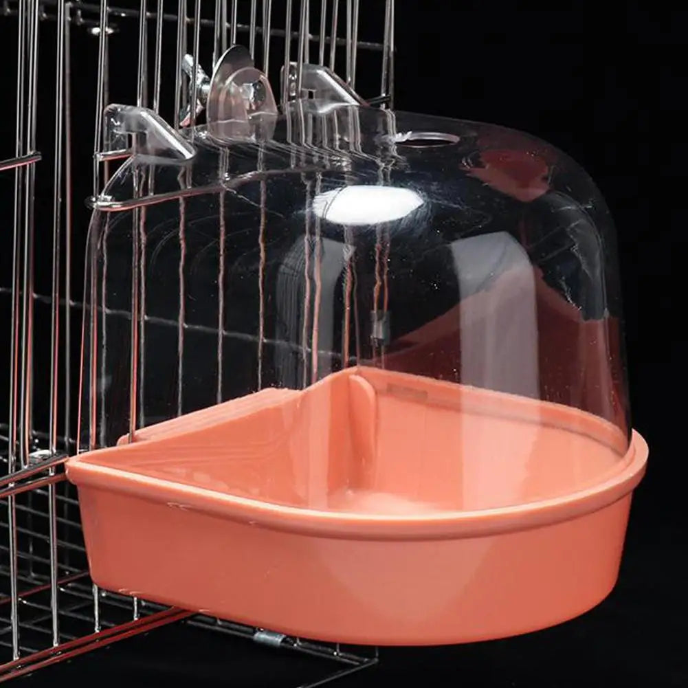 Hanging Cage Bird Bath Box – Waterproof Parrot & Parakeet Bath