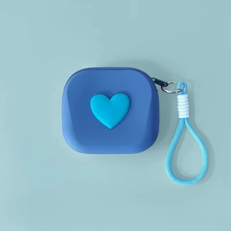 Heart Shaped Portable Silicone Makeup Bag for Women, Travel Waterproof Cosmetic Bag Gifts Zipper Closure Makeup Case with Handle Peaceful Pleasures Health and Wellness Blue