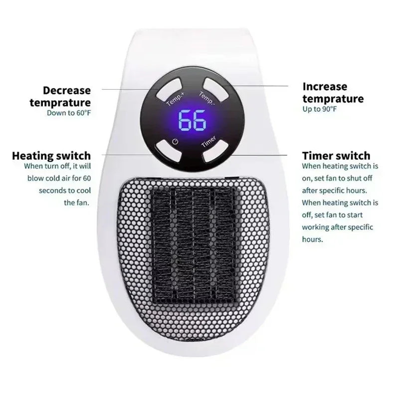 350W Portable Electric Heater with Remote Control, Wall Mounted Home Room Heater for Winter Indoor Heating Fast Warm heater Peaceful Pleasures Health and Wellness
