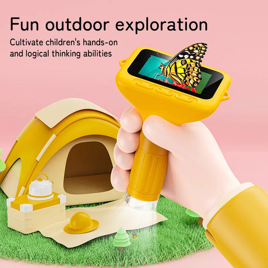Children's Handheld 3-Inch Optical Microscope Magnifying Glass Toy 1000 Magnifying Portable Microscope Peaceful Pleasures Health and Wellness PURPLE