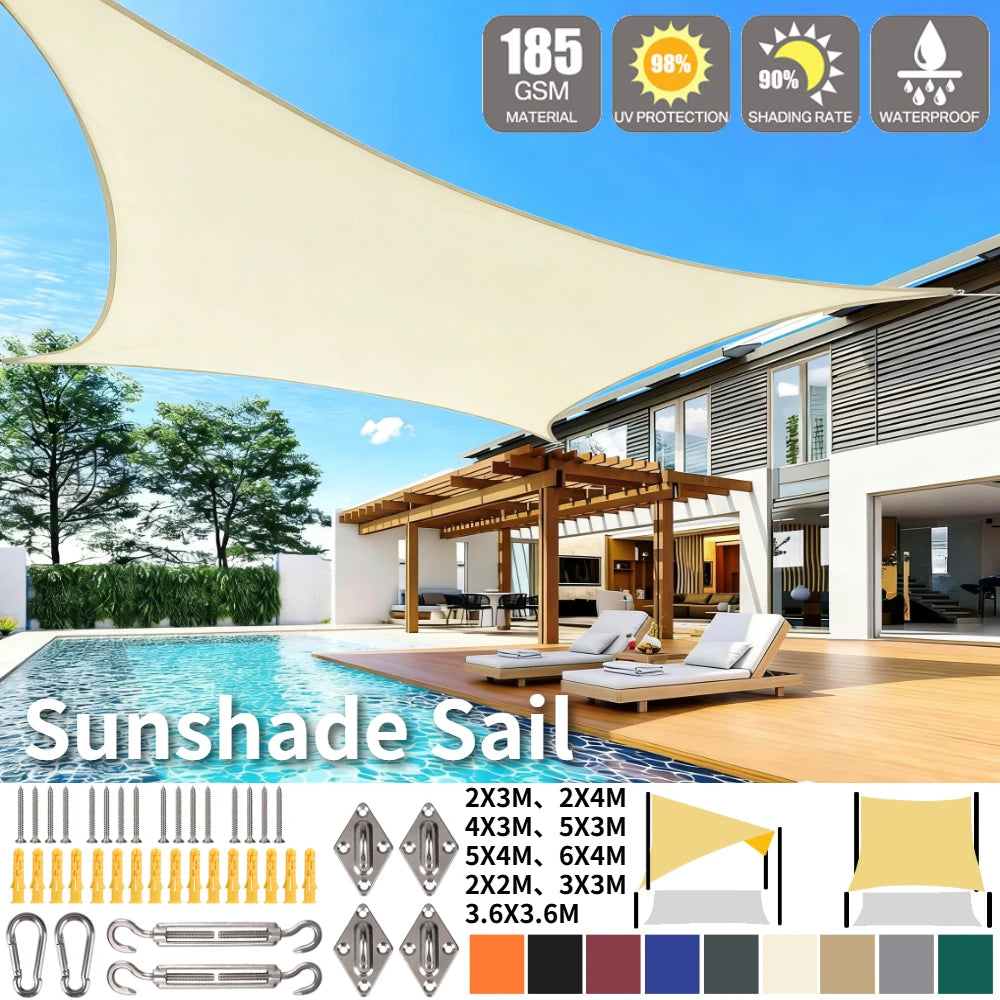 Waterproof Rectangle Sun Shade Sail – 98% UV Block Canopy