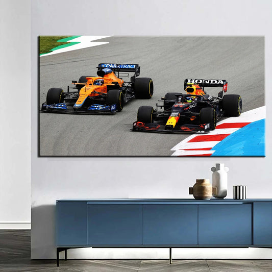 F1 Racing Canvas Wall Art | Perez & Ricciardo 2021 Poster Canvas Wall Art Peaceful Pleasures Health and Wellness
