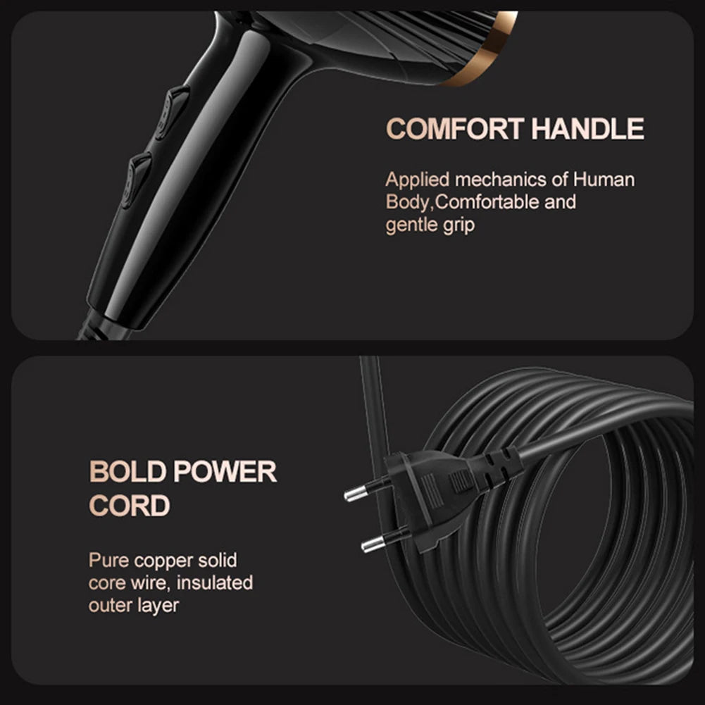 6 In 1 High-Powered Low Noise Hair Dryer Powerful Fast Dry Hot Cold Wind Hair Dryer For Home Travel Hair Styling Peaceful Pleasures Health and Wellness