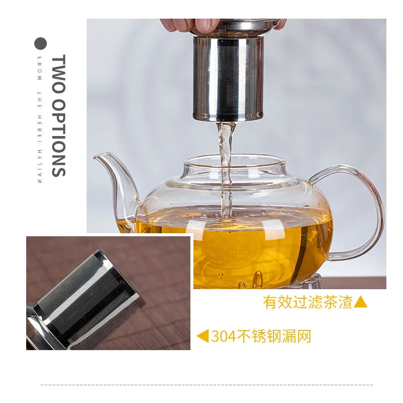 HMLOVE Glass Teapot Stainless Steel Tea Strainer Infuser Flower