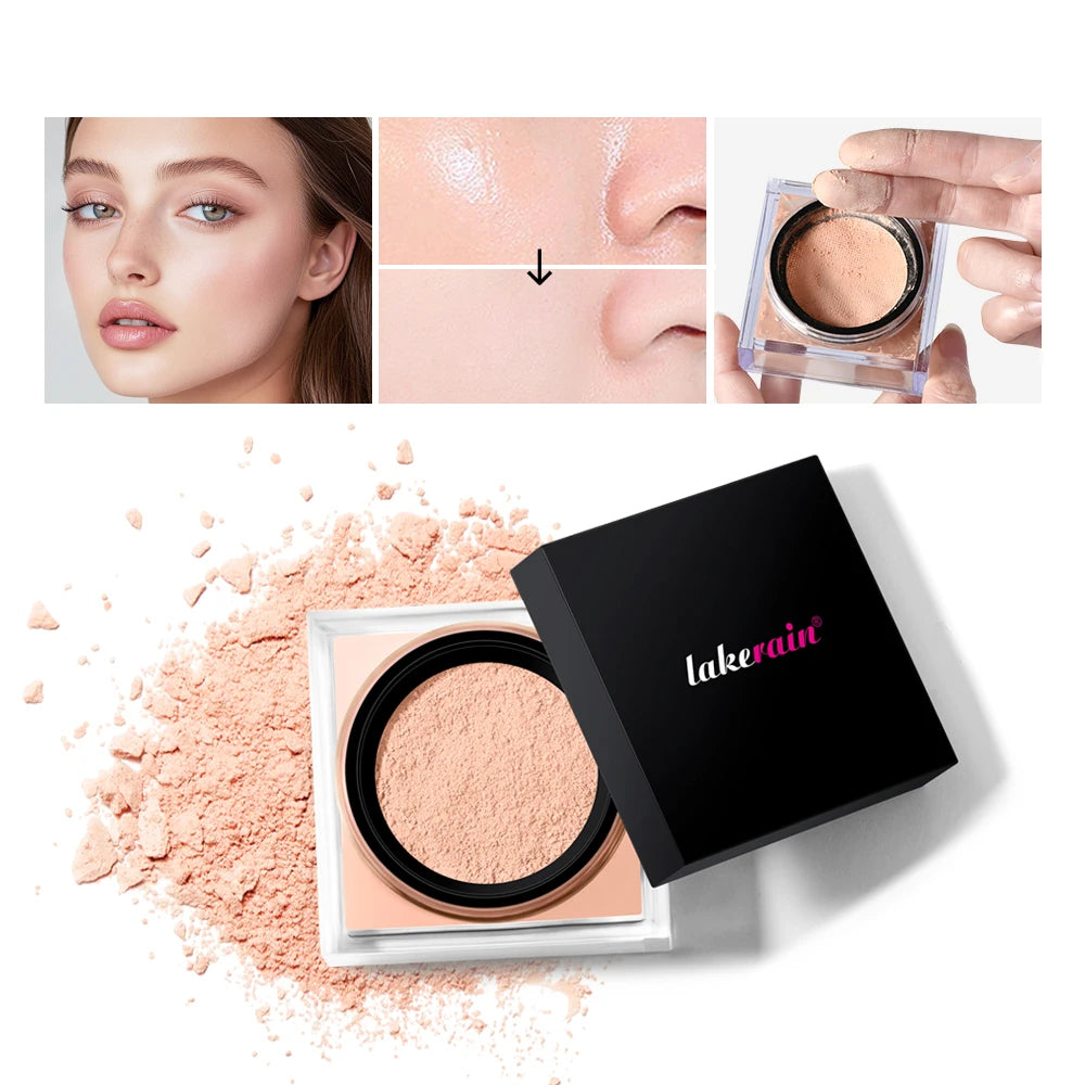 2 Count Loose Setting Powder & Brush Long Lasting Waterproof Oil Control Matte Natural Brightening Face Powder Cosmetics Peaceful Pleasures Health and Wellness