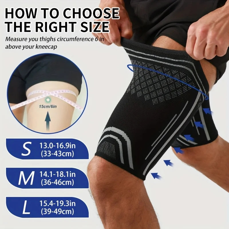 1Pc Elastic Thigh Compression Sleeve,Featuring a Knitted Non-Slip Upper Leg Design,Equipped with Double Silicone Non-Slip Strips Peaceful Pleasures Health and Wellness