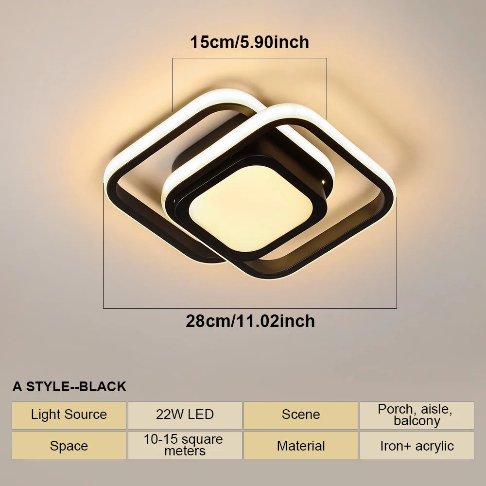 RUNTOIN 2-Ring LED Ceiling Light | Modern Minimalist Lamp