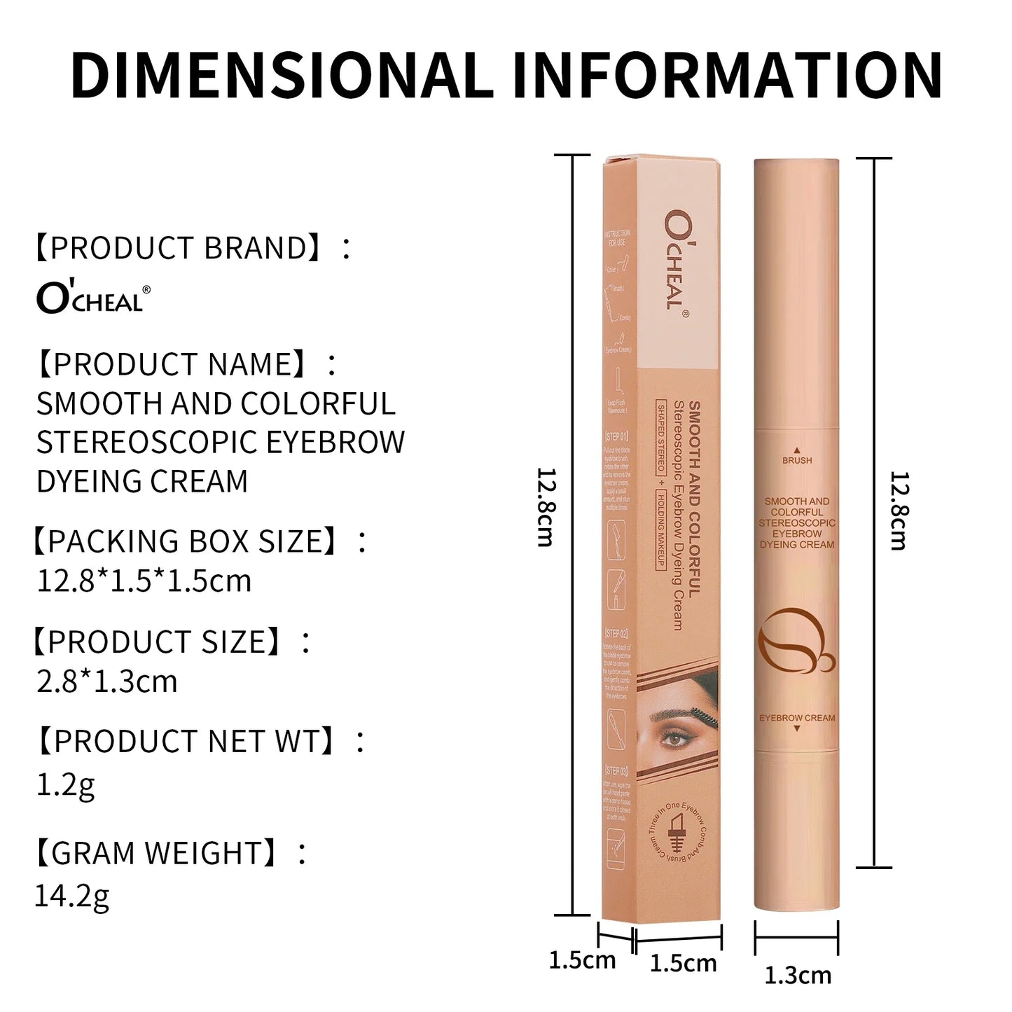 O'CHEAL 2-in-1 Waterproof Eyebrow Cream Stamp Pencil | 3 Colors