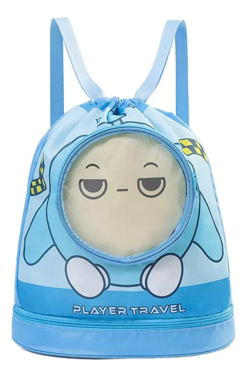 Waterproof Kids Beach Bag | Cartoon Drawstring Backpack