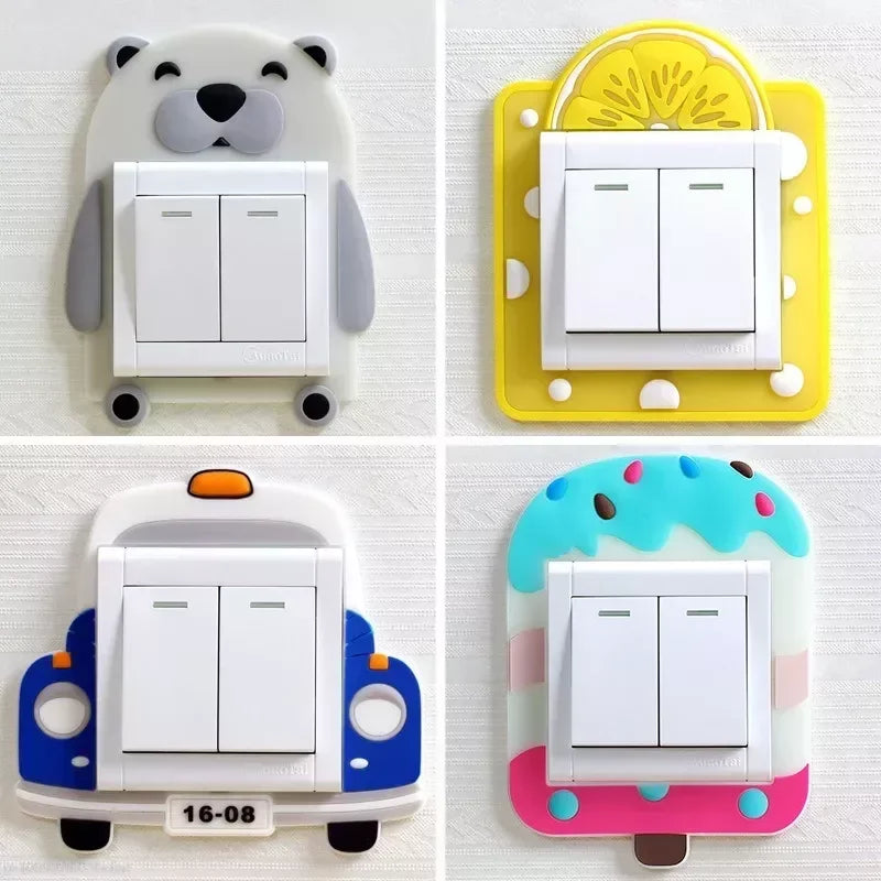 1pcs Children Bedroom Switch Stickers Home Decoration Luminous Silicone Switch Covers Kawaii Cartoon Animals Switch 3D Stickers Peaceful Pleasures Health and Wellness