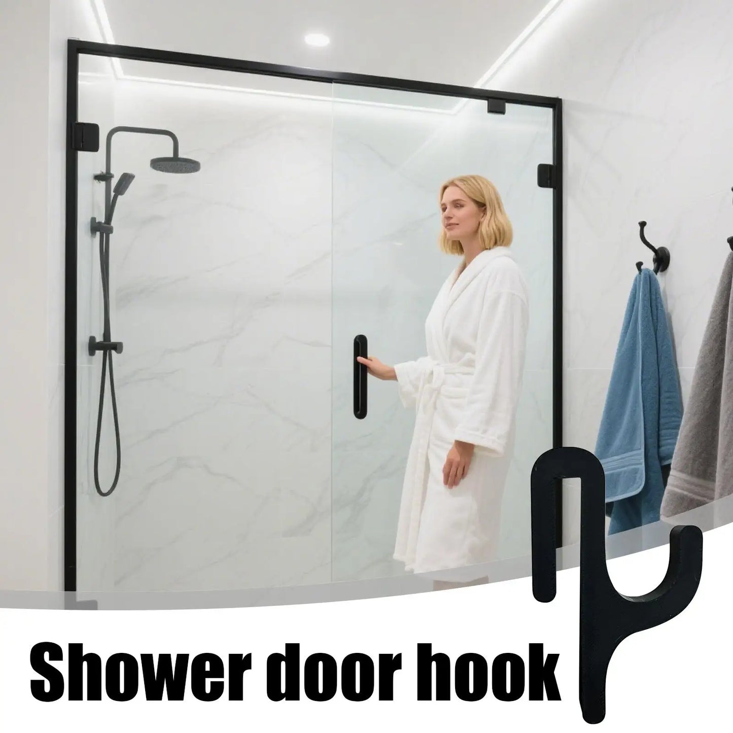 Clamp-On Shower Door Hook | No-Drill Towel & Robe Hanger